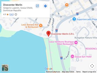 Map of Sosúa showing Divecenter Merlin